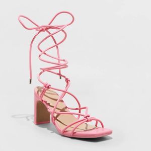 Women's Bria Strappy Heels - A New Day Pink 8.5